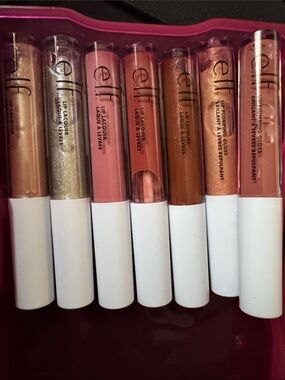 ELF Lip Lacquer & Plumping Gloss Set in Pink, Bronze, Peach & Shimmer